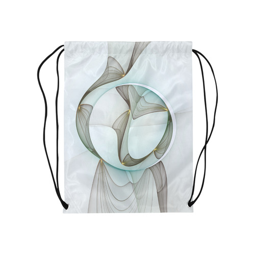 Abstract Modern Turquoise Brown Gold Elegance Medium Drawstring Bag Model 1604 (Twin Sides) 13.8"(W) * 18.1"(H)