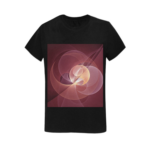 Movement Abstract Modern Wine Red Pink Fractal Art Women's T-Shirt in USA Size (Two Sides Printing)