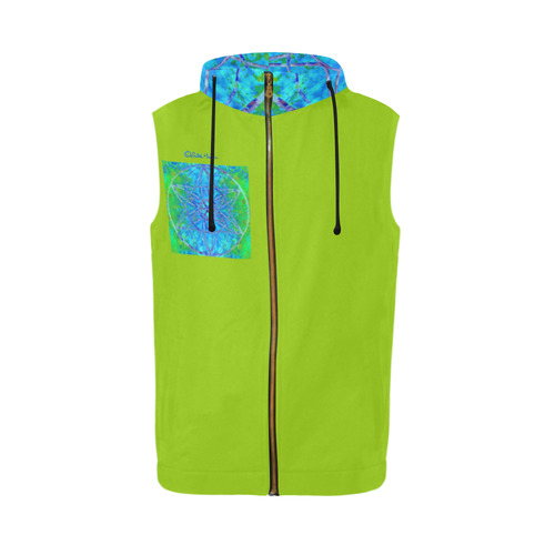 protection in nature colors-teal, blue and green All Over Print Sleeveless Zip Up Hoodie for Men (Model H16)