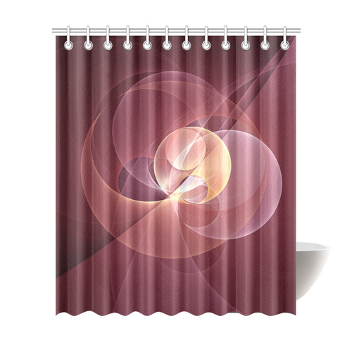 Movement Abstract Modern Wine Red Pink Fractal Art Shower Curtain 72"x84"