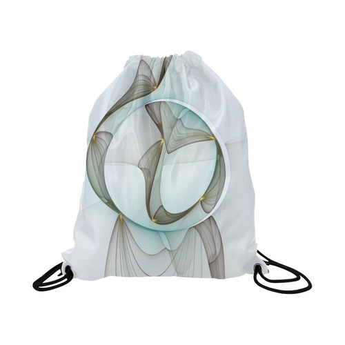 Abstract Modern Turquoise Brown Gold Elegance Large Drawstring Bag Model 1604 (Twin Sides)  16.5"(W) * 19.3"(H)