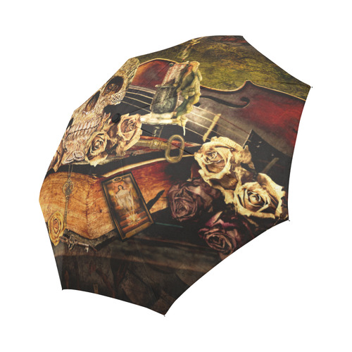 Steampunk Alchemist Mage Roses Celtic Skull Auto-Foldable Umbrella (Model U04)
