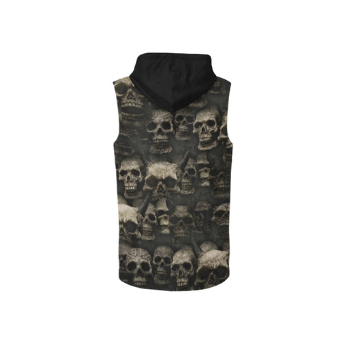 Crypt of the devilish dead skull All Over Print Sleeveless Zip Up Hoodie for Women (Model H16)