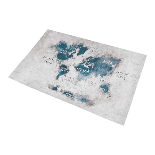 world map OCEANS and continents Bath Rug 20''x 32''