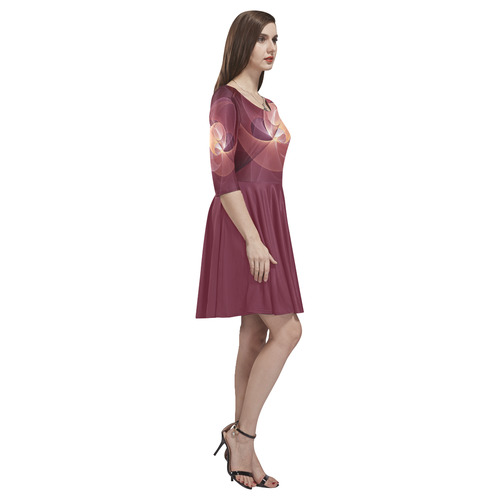 Movement Abstract Modern Wine Red Pink Fractal Art Tethys Half-Sleeve Skater Dress(Model D20)