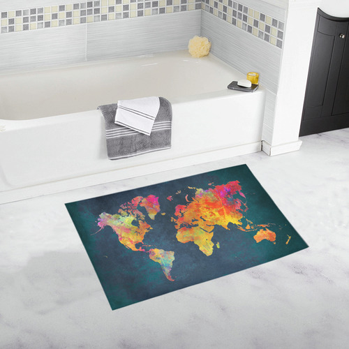 world map 16 Bath Rug 20''x 32''