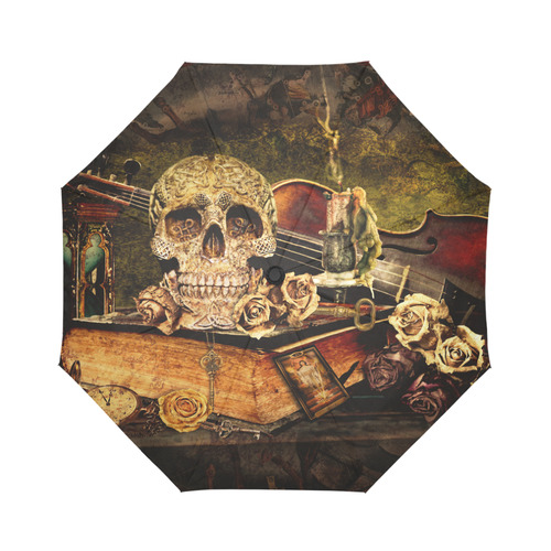 Steampunk Alchemist Mage Roses Celtic Skull Auto-Foldable Umbrella (Model U04)