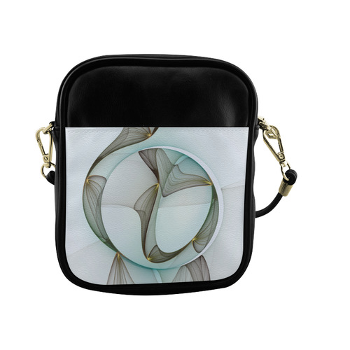 Abstract Modern Turquoise Brown Gold Elegance Sling Bag (Model 1627)