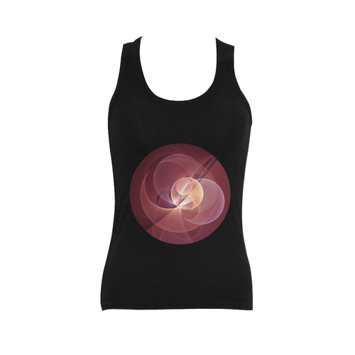 Movement Abstract Modern Wine Red Pink Fractal Art Women's Shoulder-Free Tank Top (Model T35)