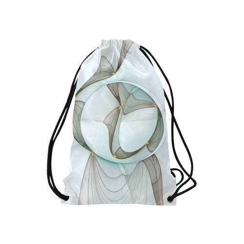 Abstract Modern Turquoise Brown Gold Elegance Small Drawstring Bag Model 1604 (Twin Sides) 11"(W) * 17.7"(H)