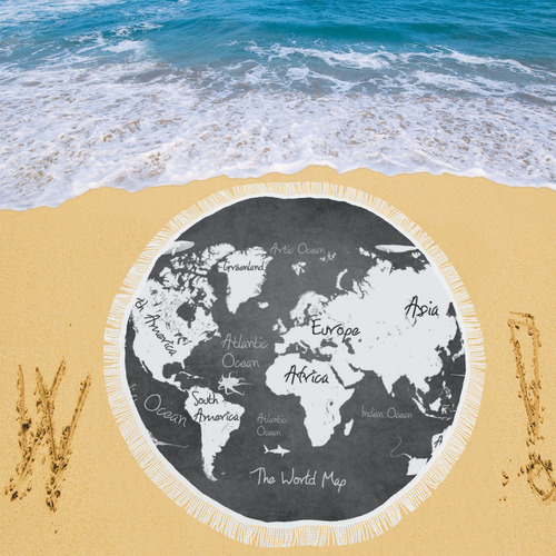 world map Circular Beach Shawl 59"x 59"