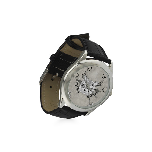 Wonderful sugar cat skull Women's Classic Leather Strap Watch(Model 203)