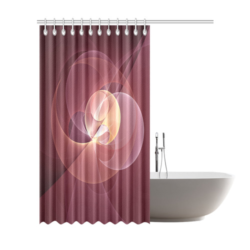 Movement Abstract Modern Wine Red Pink Fractal Art Shower Curtain 72"x84"