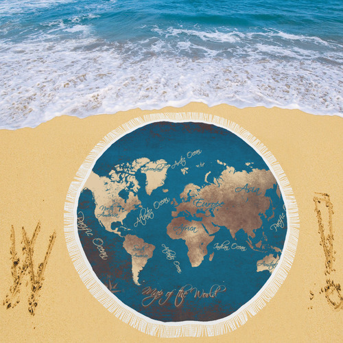 world map Circular Beach Shawl 59"x 59"