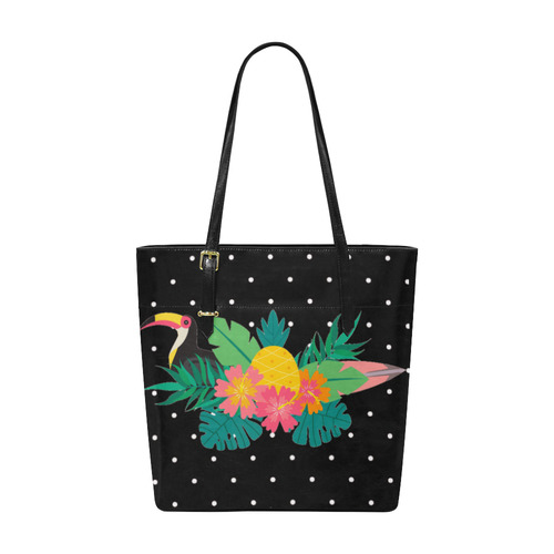 Tropical Hibiscus Floral Toucan Pineapple Monstera Euramerican Tote Bag/Small (Model 1655)