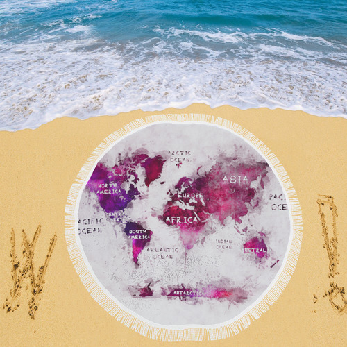 world map Circular Beach Shawl 59"x 59"
