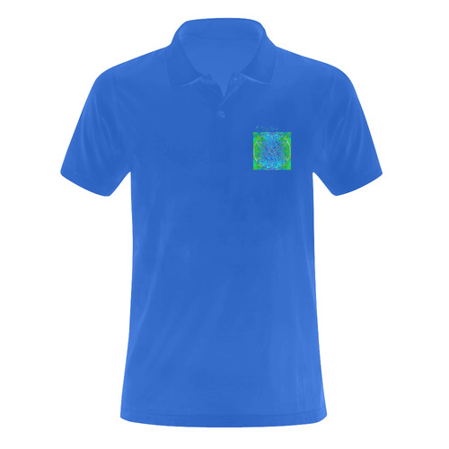 protection in nature colors-teal, blue and green Men's Polo Shirt (Model T24)