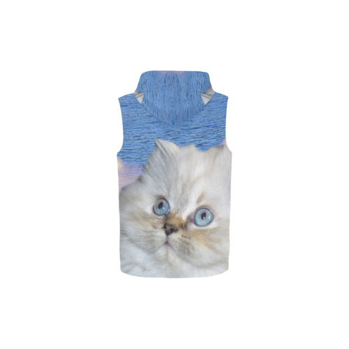 Cat and Water All Over Print Sleeveless Zip Up Hoodie for Kid (Model H16)