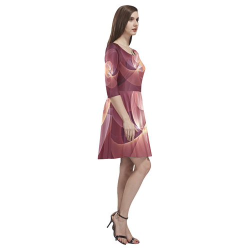 Movement Abstract Modern Wine Red Pink Fractal Art Tethys Half-Sleeve Skater Dress(Model D20)