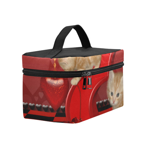 Cute kitten with hearts Lunch Bag/Large (Model 1658)