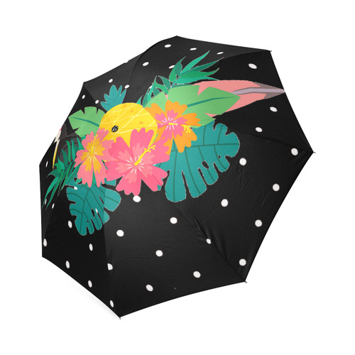 Tropical Hibiscus Floral Toucan Pineapple Monstera Foldable Umbrella (Model U01)