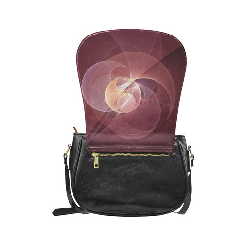 Movement Abstract Modern Wine Red Pink Fractal Art Classic Saddle Bag/Large (Model 1648)