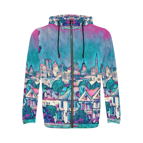 Impressive Travel -San Francisco 2 by JamColors All Over Print Full Zip Hoodie for Men (Model H14)