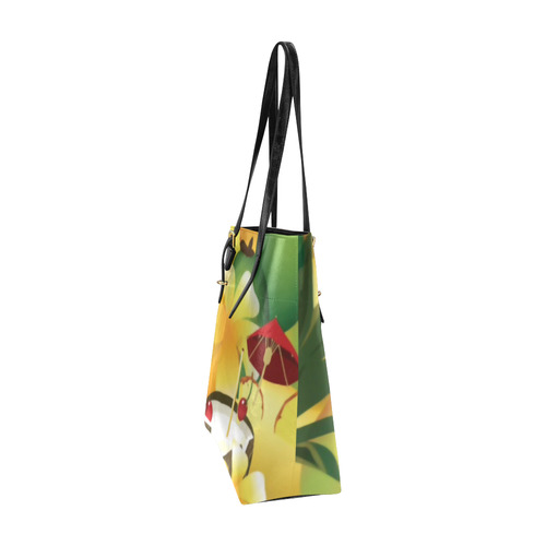 Tropical Floral Watercolor Pineapple Coconut Euramerican Tote Bag/Small (Model 1655)