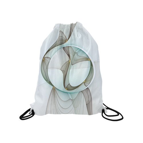 Abstract Modern Turquoise Brown Gold Elegance Medium Drawstring Bag Model 1604 (Twin Sides) 13.8"(W) * 18.1"(H)