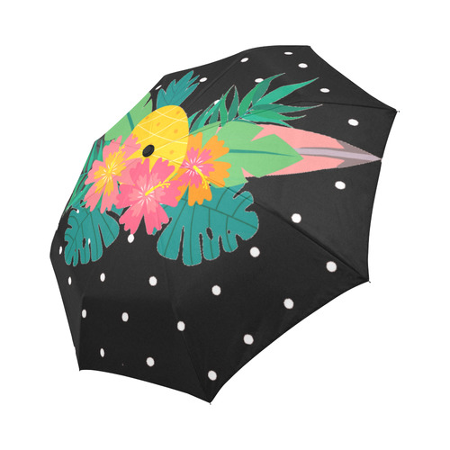 Tropical Hibiscus Floral Toucan Pineapple Monstera Auto-Foldable Umbrella (Model U04)