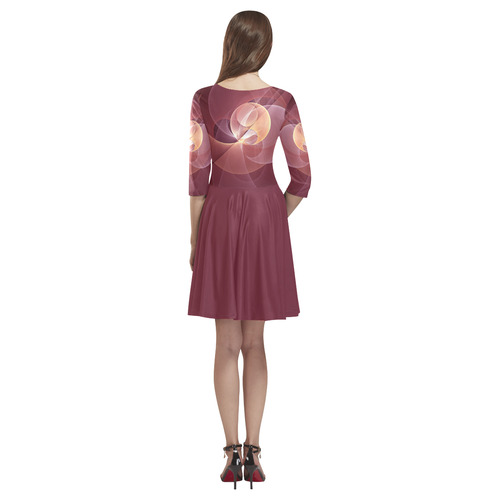 Movement Abstract Modern Wine Red Pink Fractal Art Tethys Half-Sleeve Skater Dress(Model D20)