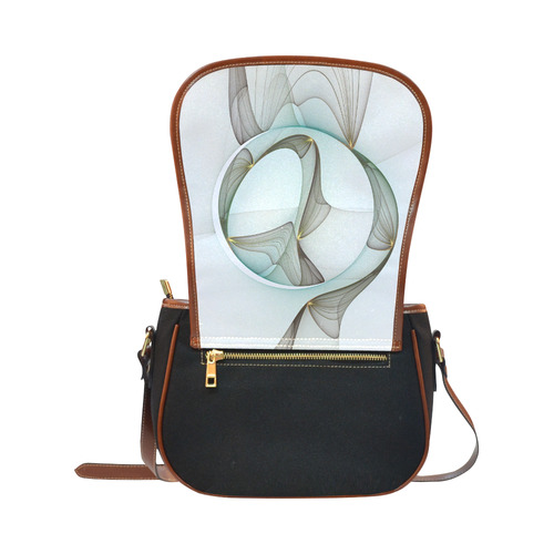 Abstract Modern Turquoise Brown Gold Elegance Saddle Bag/Small (Model 1649)(Flap Customization)