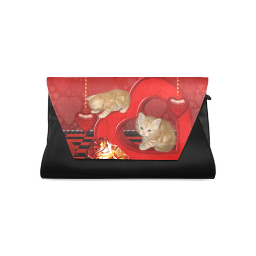 Cute kitten with hearts Clutch Bag (Model 1630)