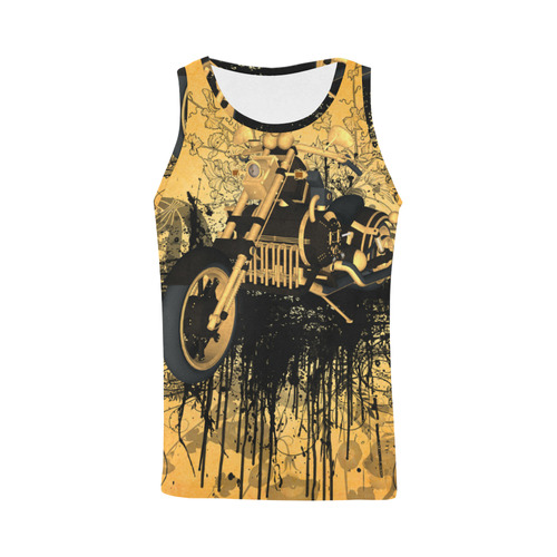 Steampunk, awesome motorcycle with floral elements All Over Print Tank Top for Men (Model T43)