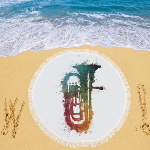 euphonium art Circular Beach Shawl 59"x 59"