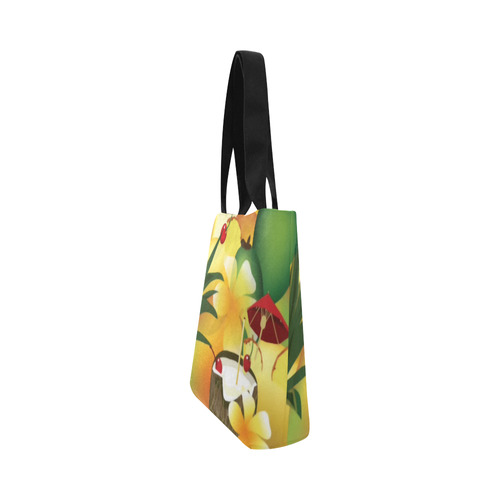 Tropical Floral Watercolor Pineapple Coconut Canvas Tote Bag (Model 1657)