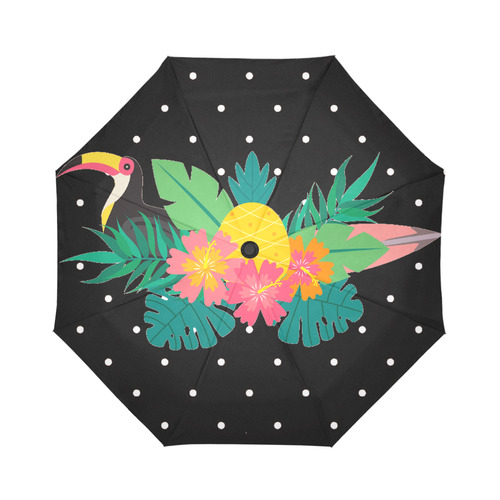Tropical Hibiscus Floral Toucan Pineapple Monstera Auto-Foldable Umbrella (Model U04)