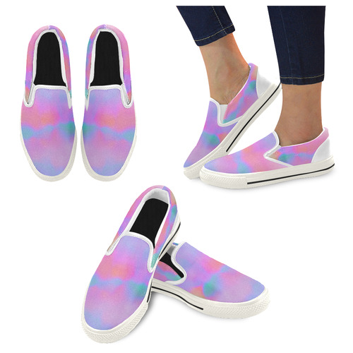 pink clouds Slip-on Canvas Shoes for Kid (Model 019)