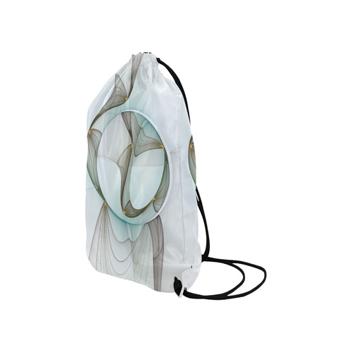 Abstract Modern Turquoise Brown Gold Elegance Small Drawstring Bag Model 1604 (Twin Sides) 11"(W) * 17.7"(H)