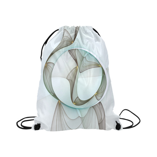 Abstract Modern Turquoise Brown Gold Elegance Large Drawstring Bag Model 1604 (Twin Sides)  16.5"(W) * 19.3"(H)