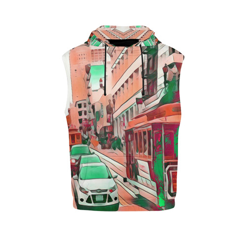 Impressive Travel -San Francisco by JamColors All Over Print Sleeveless Hoodie for Men (Model H15)