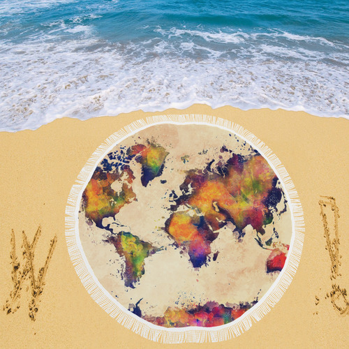 world map Circular Beach Shawl 59"x 59"