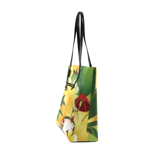 Tropical Floral Watercolor Pineapple Coconut Euramerican Tote Bag/Small (Model 1655)