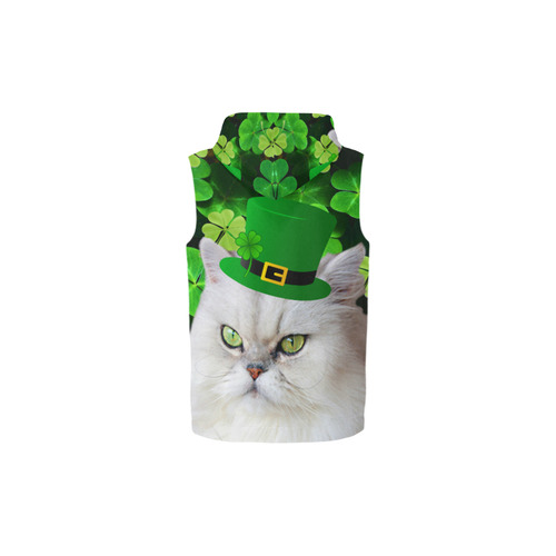Patrick's Irish Cat All Over Print Sleeveless Zip Up Hoodie for Kid (Model H16)