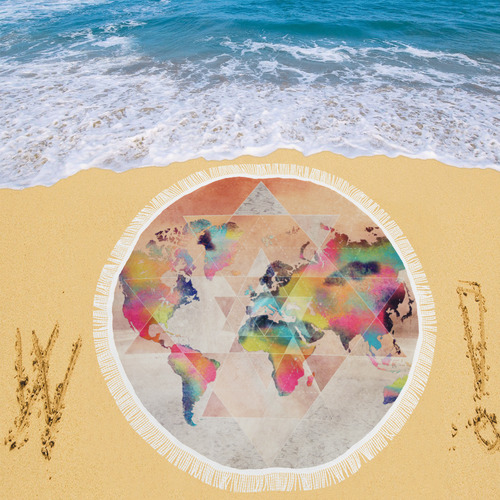 world map Circular Beach Shawl 59"x 59"