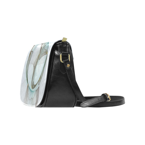 Abstract Modern Turquoise Brown Gold Elegance Classic Saddle Bag/Small (Model 1648)