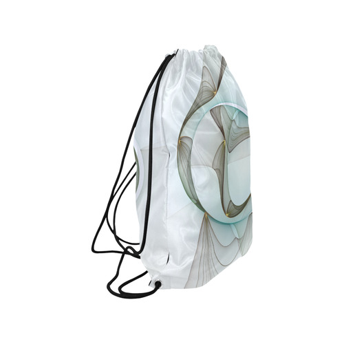 Abstract Modern Turquoise Brown Gold Elegance Medium Drawstring Bag Model 1604 (Twin Sides) 13.8"(W) * 18.1"(H)