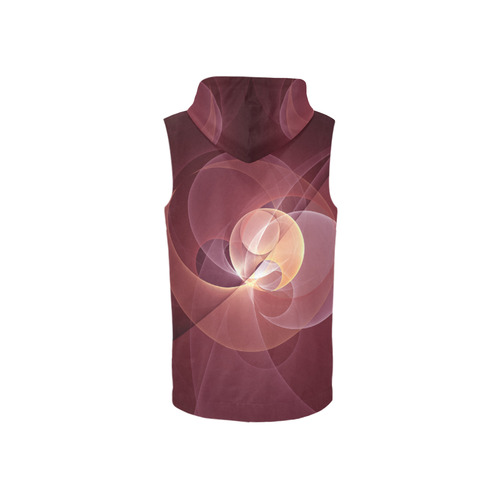 Movement Abstract Modern Wine Red Pink Fractal Art All Over Print Sleeveless Zip Up Hoodie for Women (Model H16)