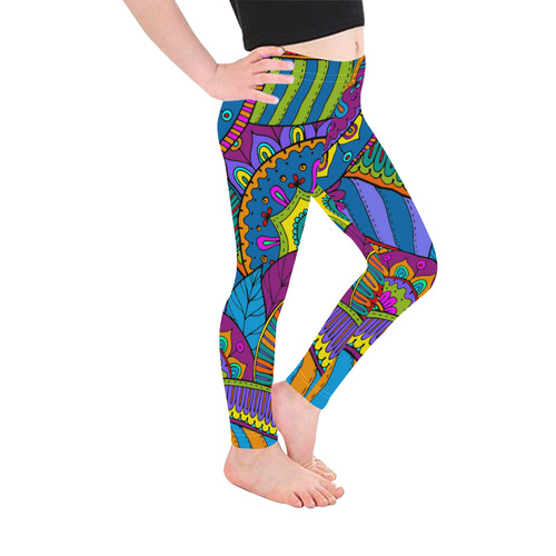 Pop Art PAISLEY Ornaments Pattern multicolored Kid's Ankle Length Leggings (Model L06)