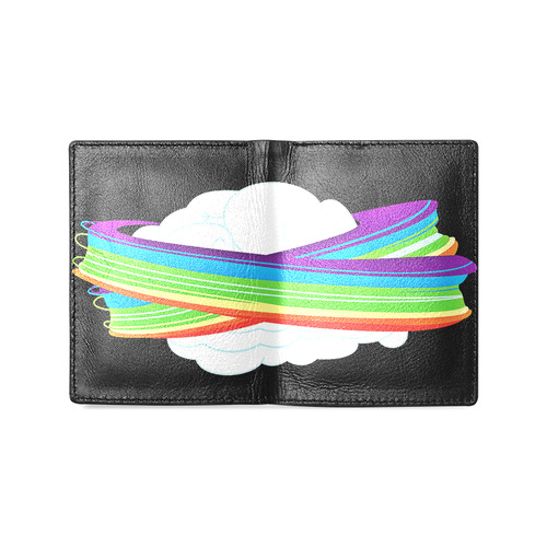 flying with rainbow dash Men's Leather Wallet (Model 1612)